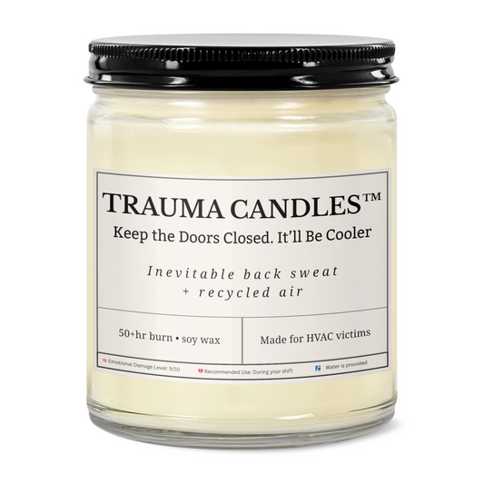 Keep the Doors Closed. It'll Be Cooler - 9oz Clear Jar Candle | Black Lid