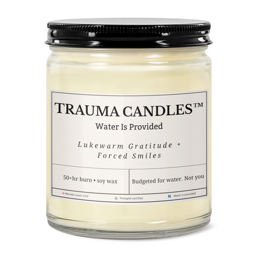 Water Is Provided - 9oz Clear Jar Candle | Black Lid